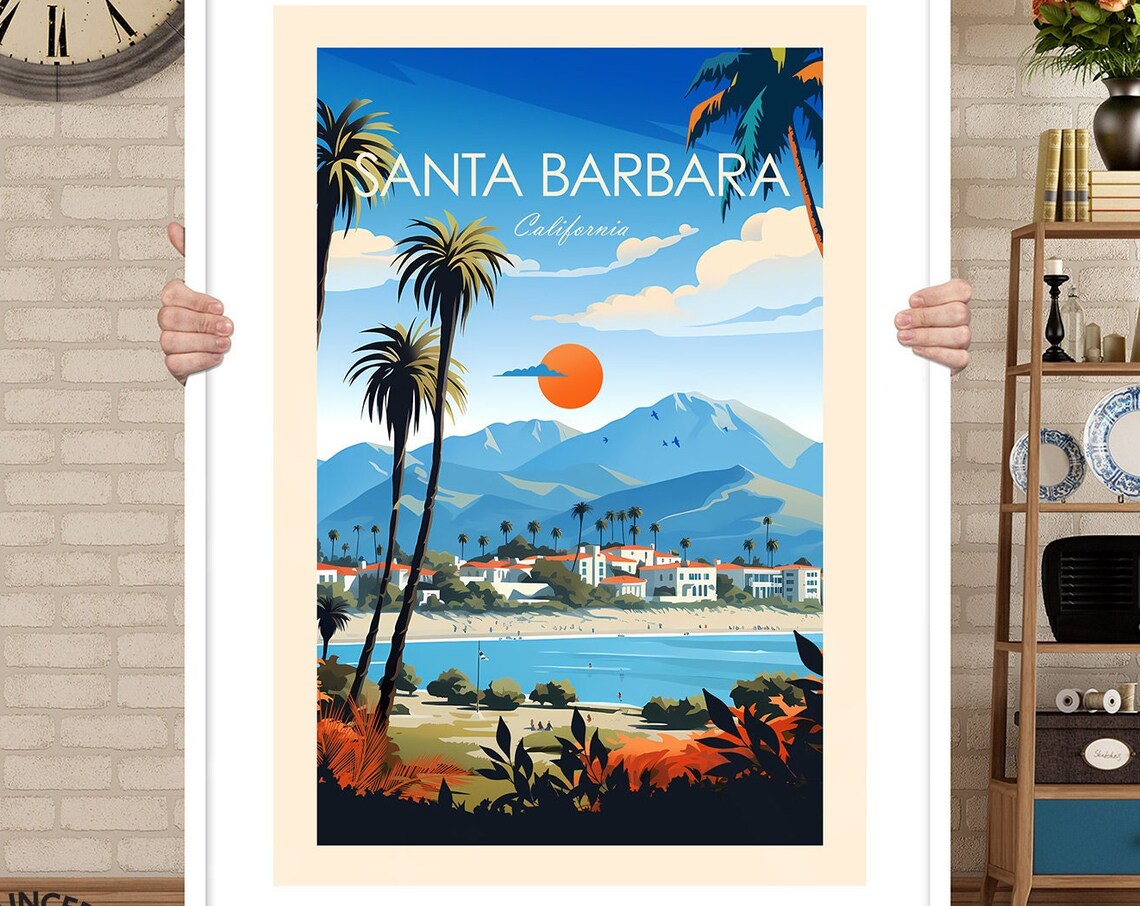 Santa Barbara Traditional Travel Poster, California - Image 3