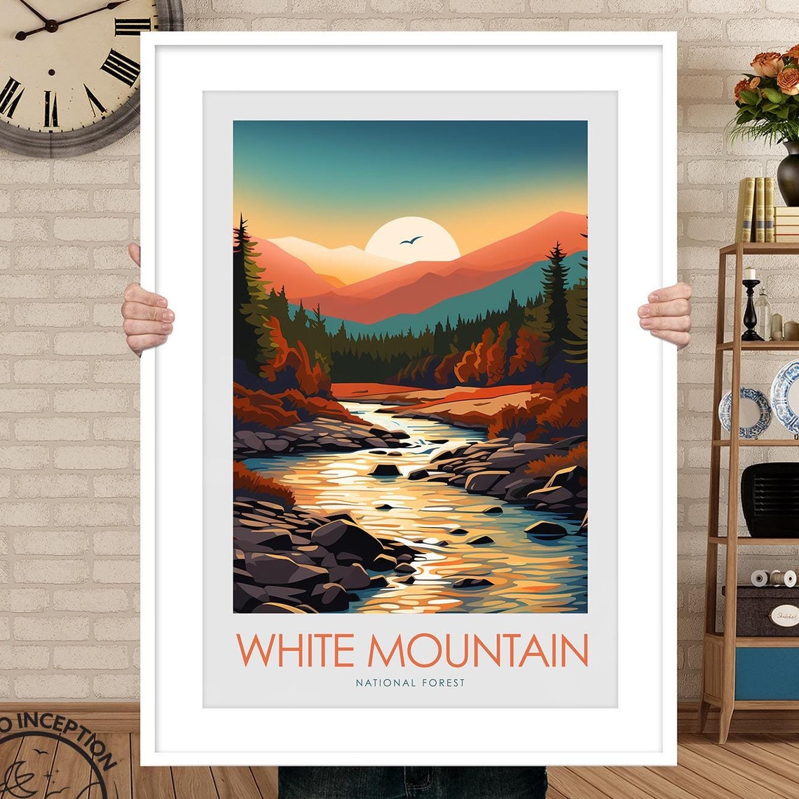 White Mountain National Forest Rocky Stream Sunset Pines Poster