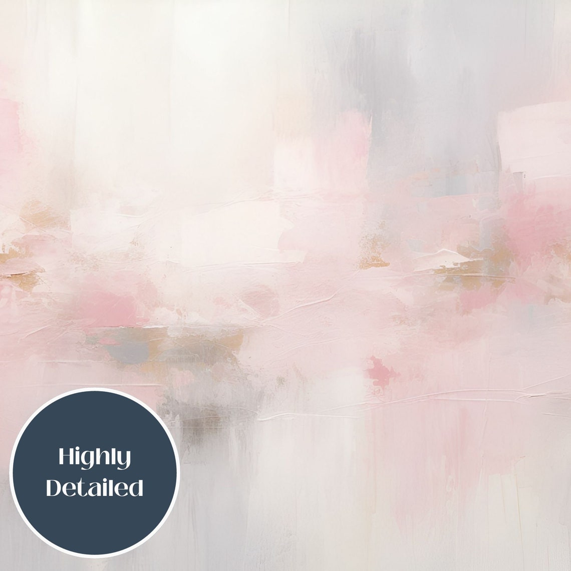 Soft Pink White Gray Abstract Watercolor Wash Modern Art Poster - Image 3