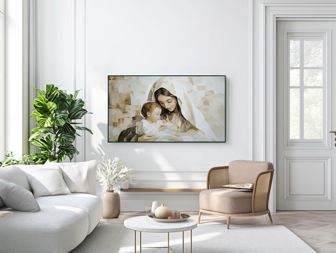 Nativity Mary And Baby Jesus Christmas Art Print - Image 3