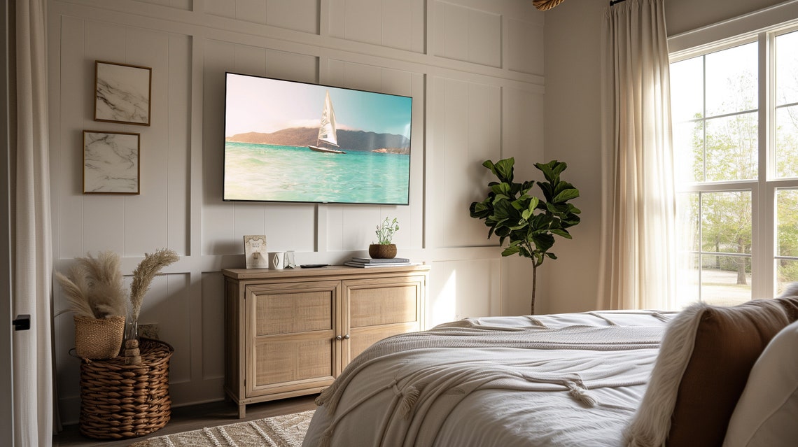 Coastal Sailing Frame Tv Art Lake House Sailboat Painting Sailboat Frame Tv Art Bright Ocean Tv Art Frame Tv Art Photo T614 - Image 2