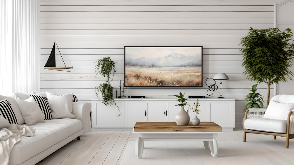 Spring Mountain Valley Golden Wheat Field Landscape Wall Art - Image 3