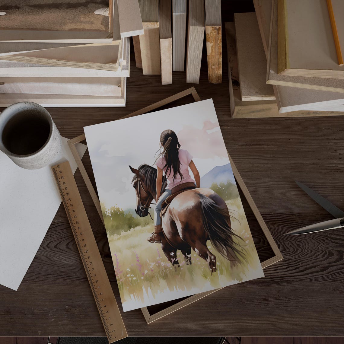 Horse Girl Girls Bedroom Wall Art Print