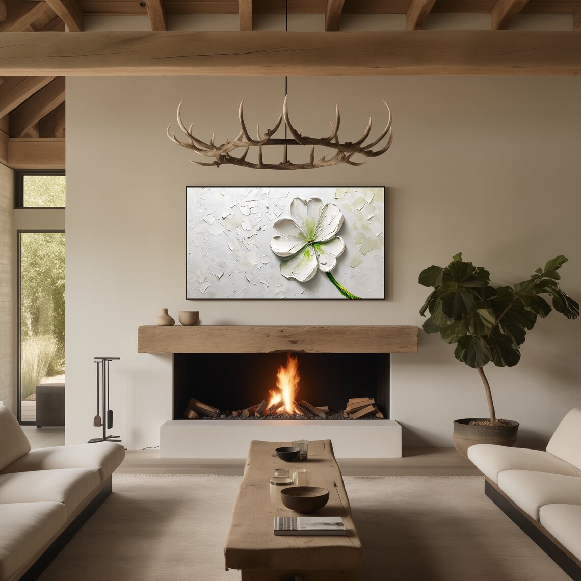 Neutral St Patricks Day Clover TV Art Print - Image 3