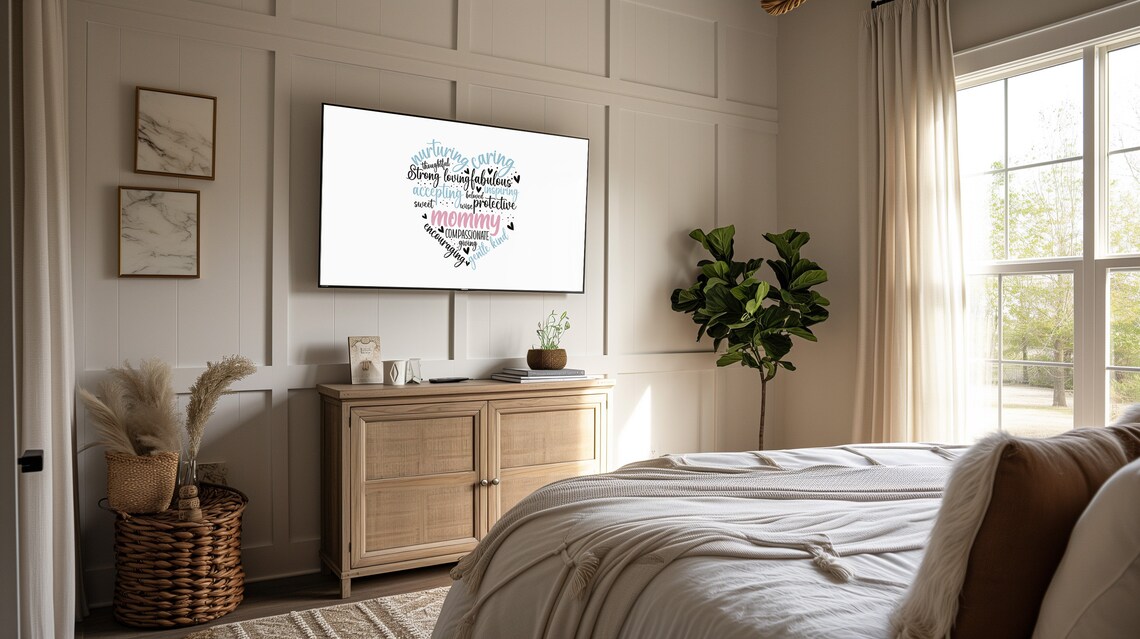 Mommy Heart Word Cloud Pink Blue Loving Typography Gift Poster - Image 3
