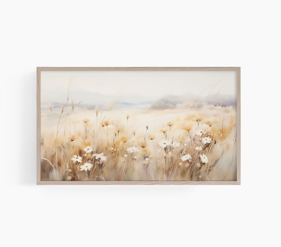Wildflower Frame Tv Art Field Of Flowers Tv Art Neutral Flowers Frame Tv Country Wildflowers Tv Art Wild Flower Painting Frame Tv T603