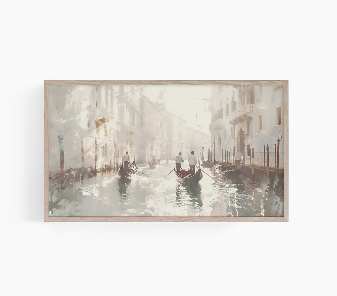Venice Grand Canal Gondolas Misty Morning Light Italy Painting Poster