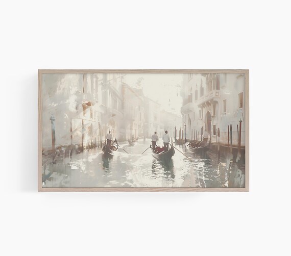 Venice Grand Canal Gondolas Misty Morning Light Italy Painting Poster