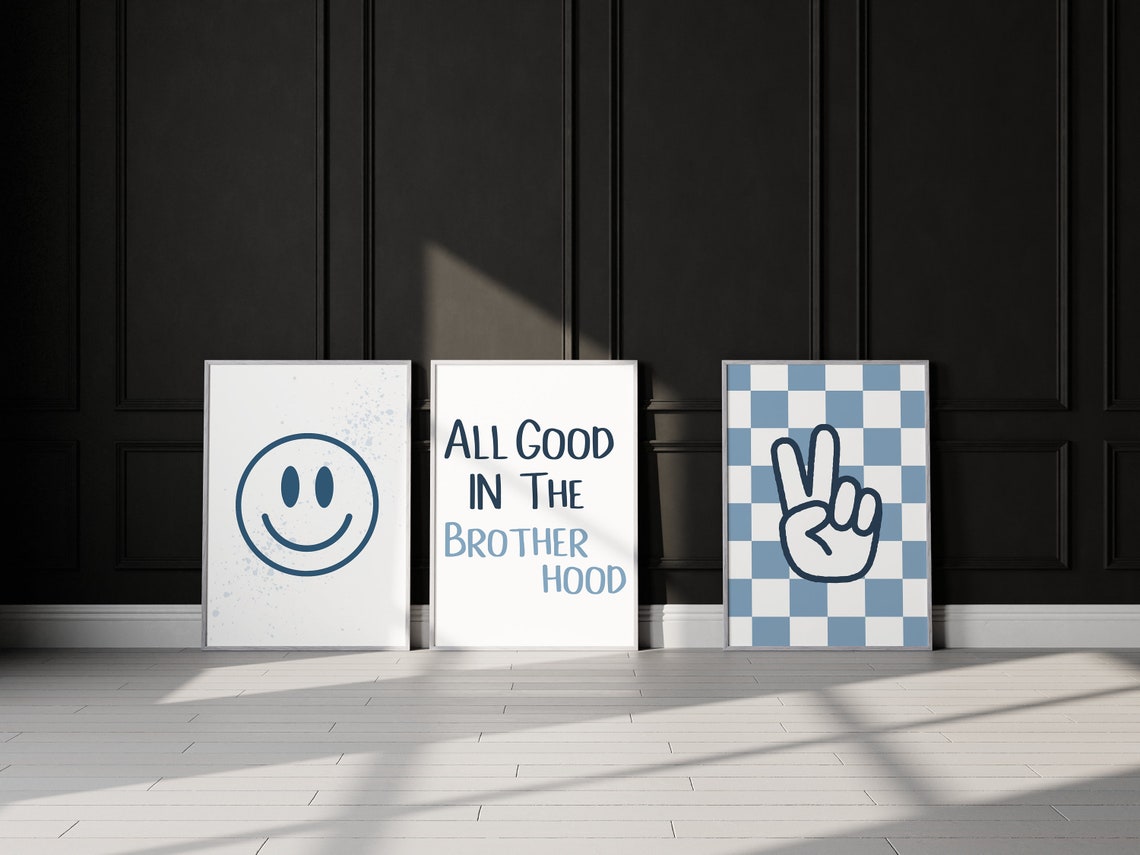 All Good In The Brotherhood Wall Art Boys Room Wall Art Set Kids Wall Art Boys Bedroom Decor Playroom Wall Art Decor Brothers Wall Art - Image 2