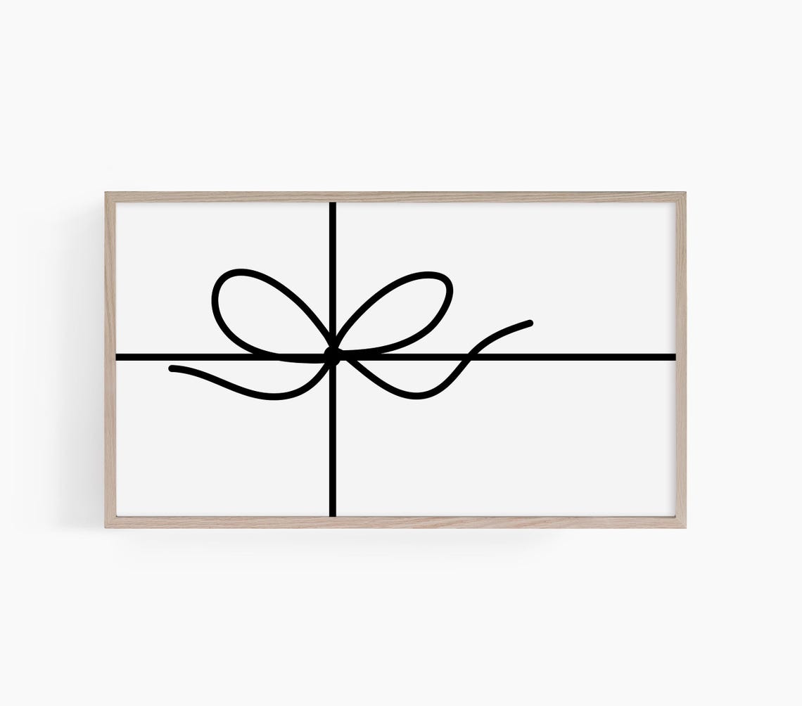 Black Line Art Gift Bow Minimalist Modern Christmas Decor Poster