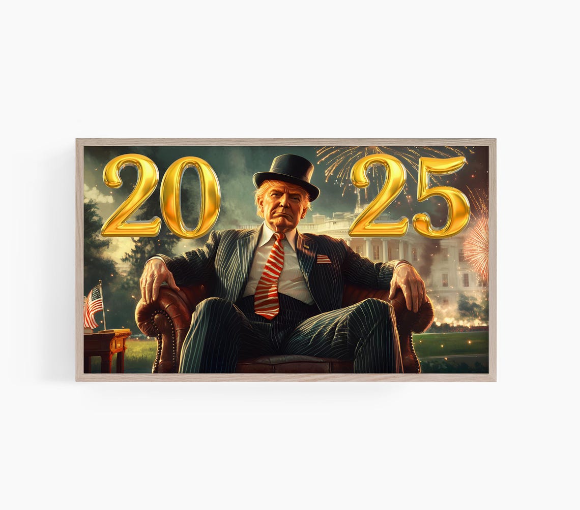 Donald Trump 2025 Gold Balloons White House Celebration Poster