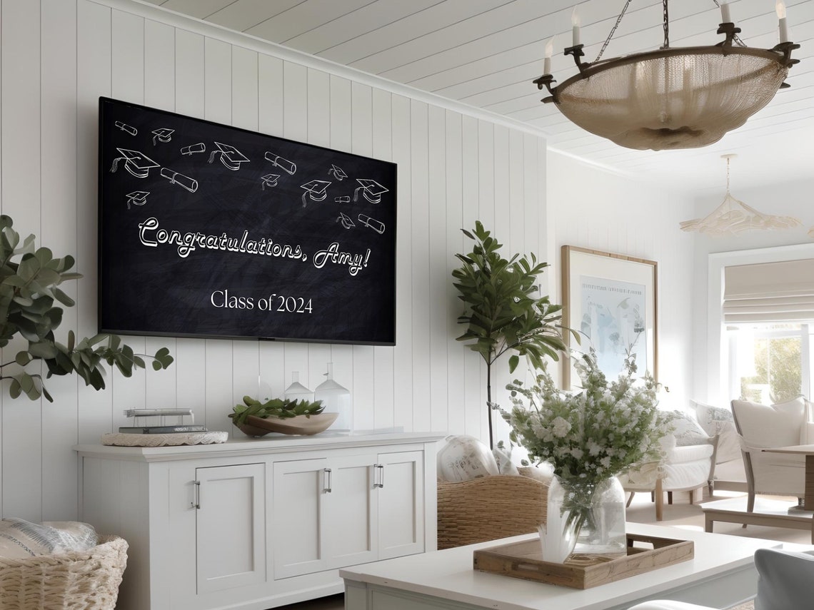 Congratulations Amy Class of 2024 Chalkboard Grad Party Poster - Image 3