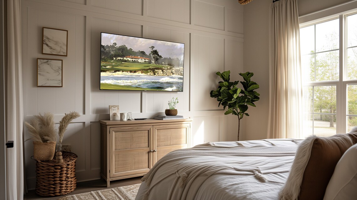 Coastal Golf Clubhouse on a Rocky Cliff Seascape Painting Poster - Image 3