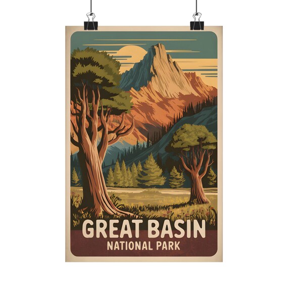 Great Basin National Park Nevada Retro Mountain Sunset Poster
