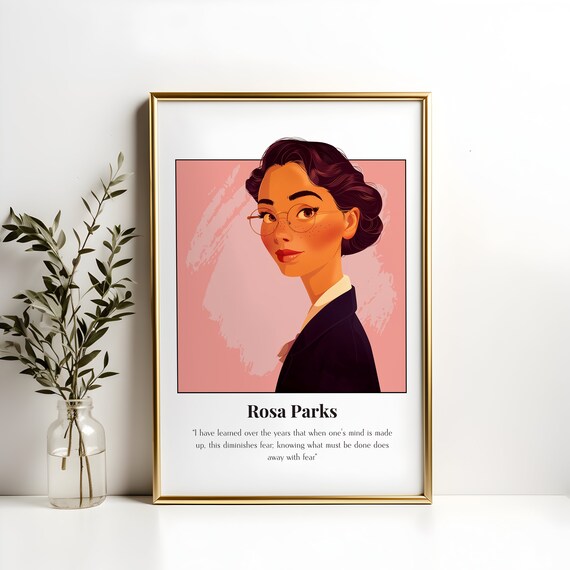 Rosa Parks Courage And Fear Inspirational Quote Portrait Poster