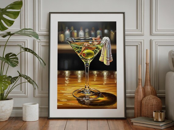Dirty Spa Bar Cart Art Classic Oil Painting Style