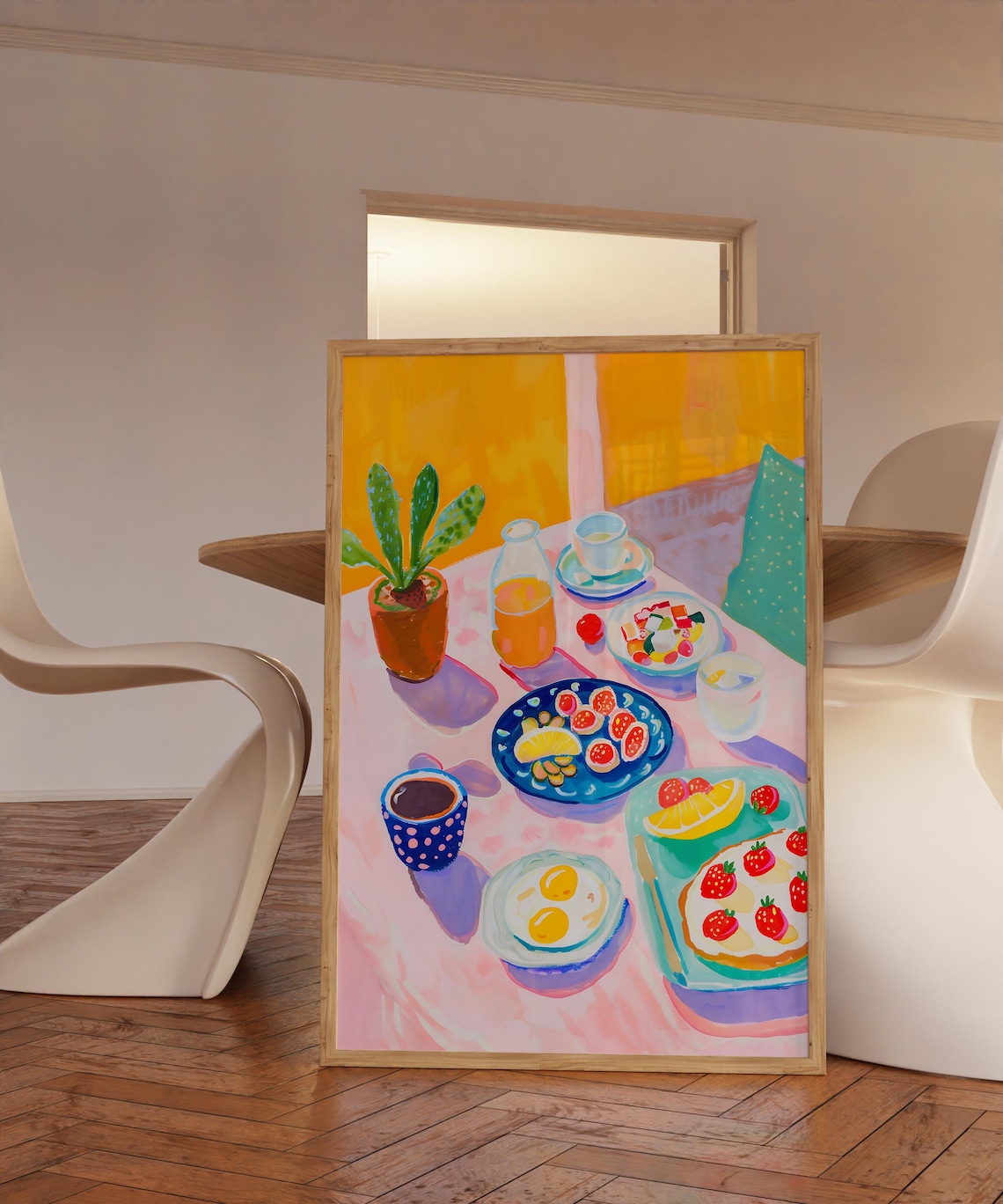 Sunday Breakfast Illustration, Colorful Kitchen Wall Art - Image 2