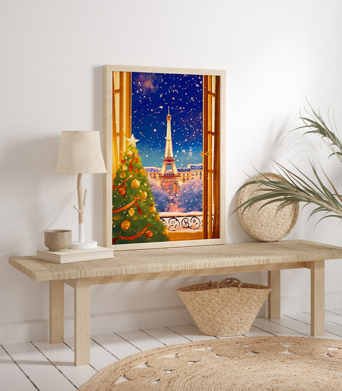 Paris At Snowy Christmas, Holiday Travel Poster - Image 3