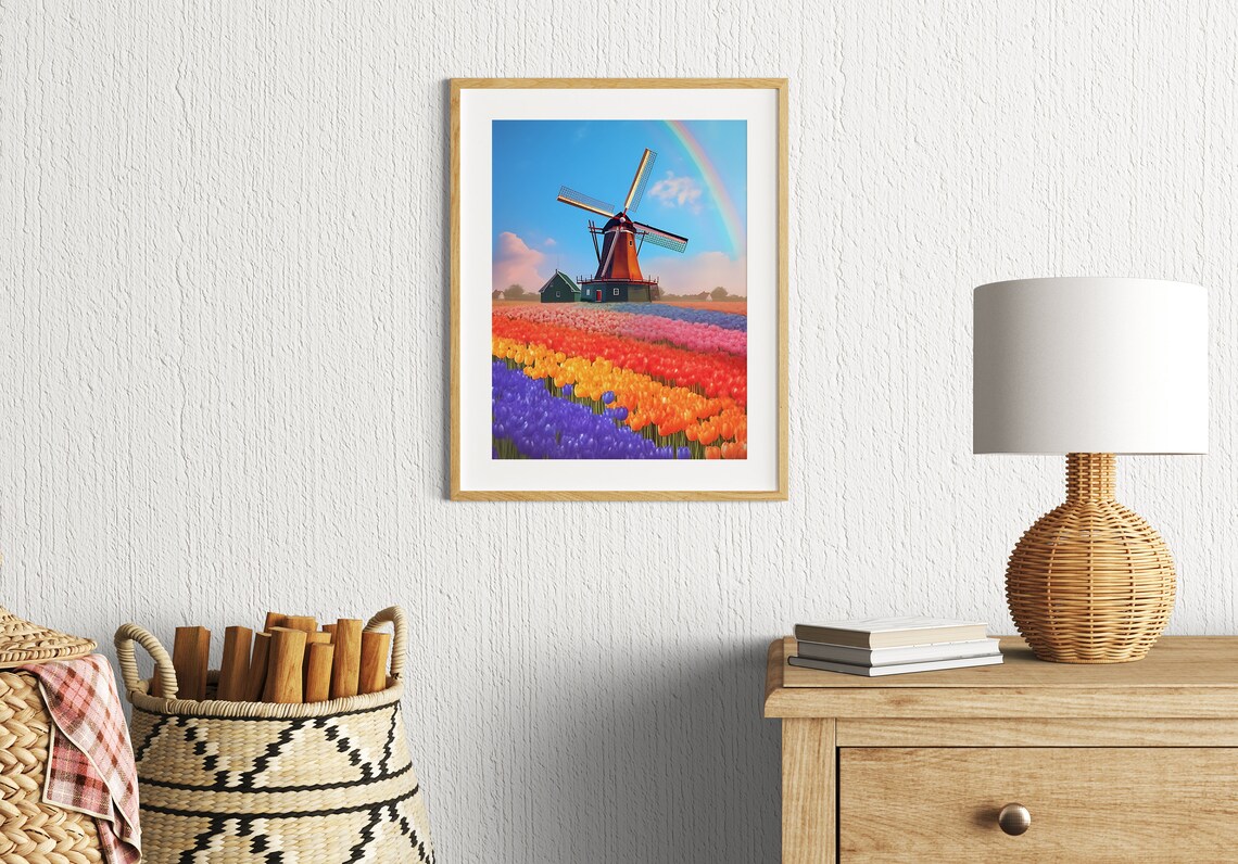 Amsterdam Windmill Art Print, Holland Landscape - Image 3