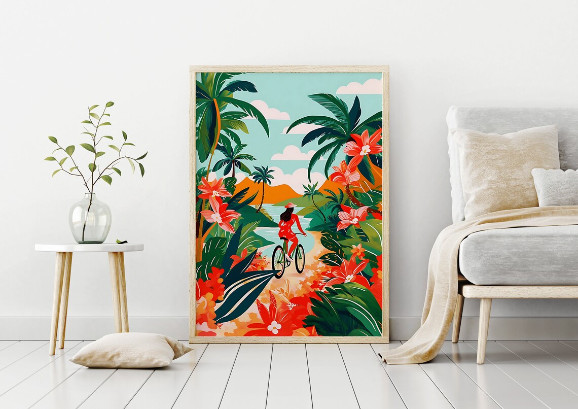 Hawaii Travel Illustration Art Print, Tropical Botanical - Image 2