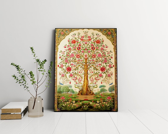 Indian Folk Art Tree Of Life Floral Art Print