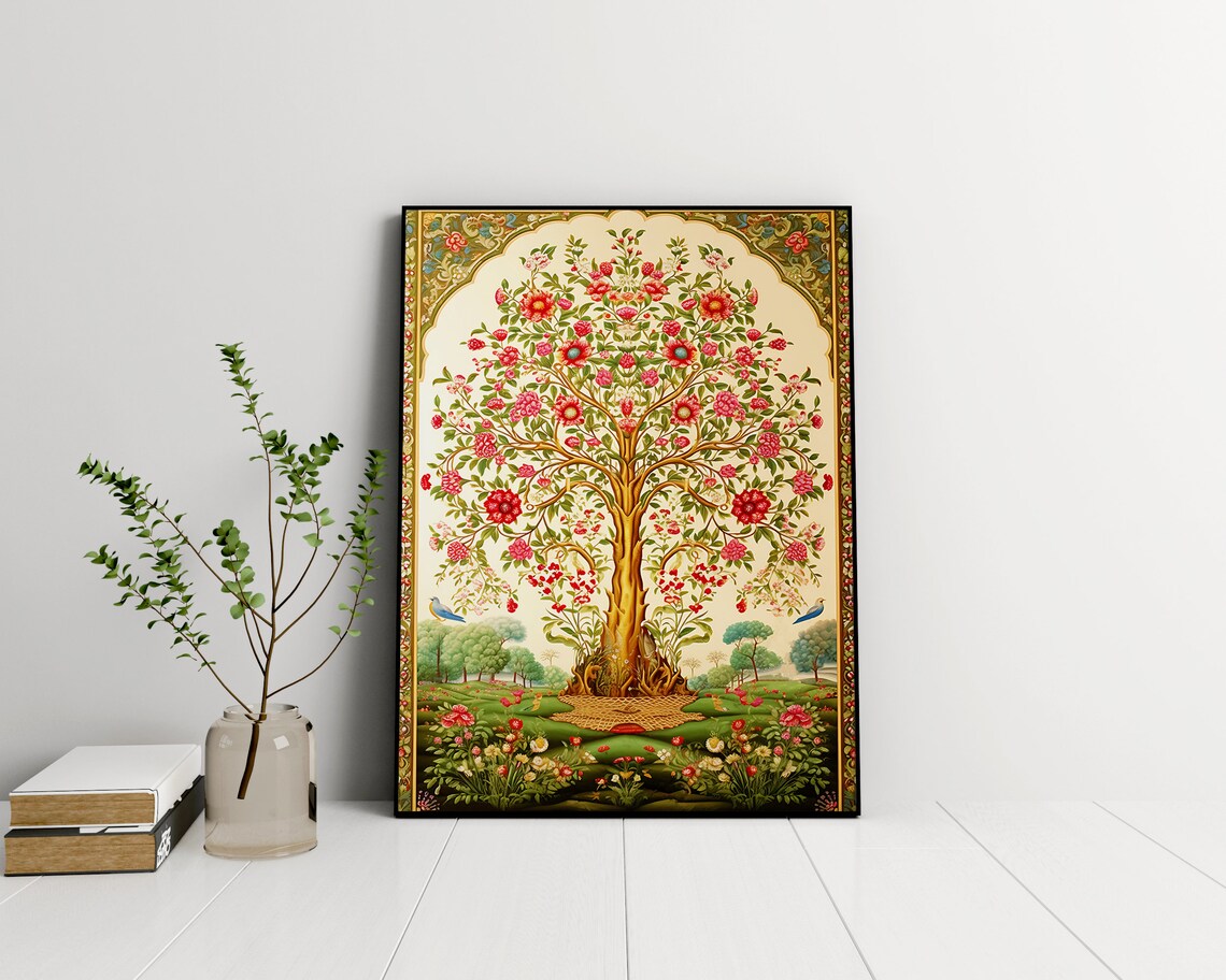 Indian Folk Art Tree Of Life Floral Art Print