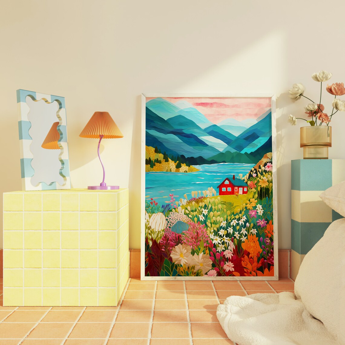 Lake Life Colorful Scenery Art Print, Mountain - Image 2