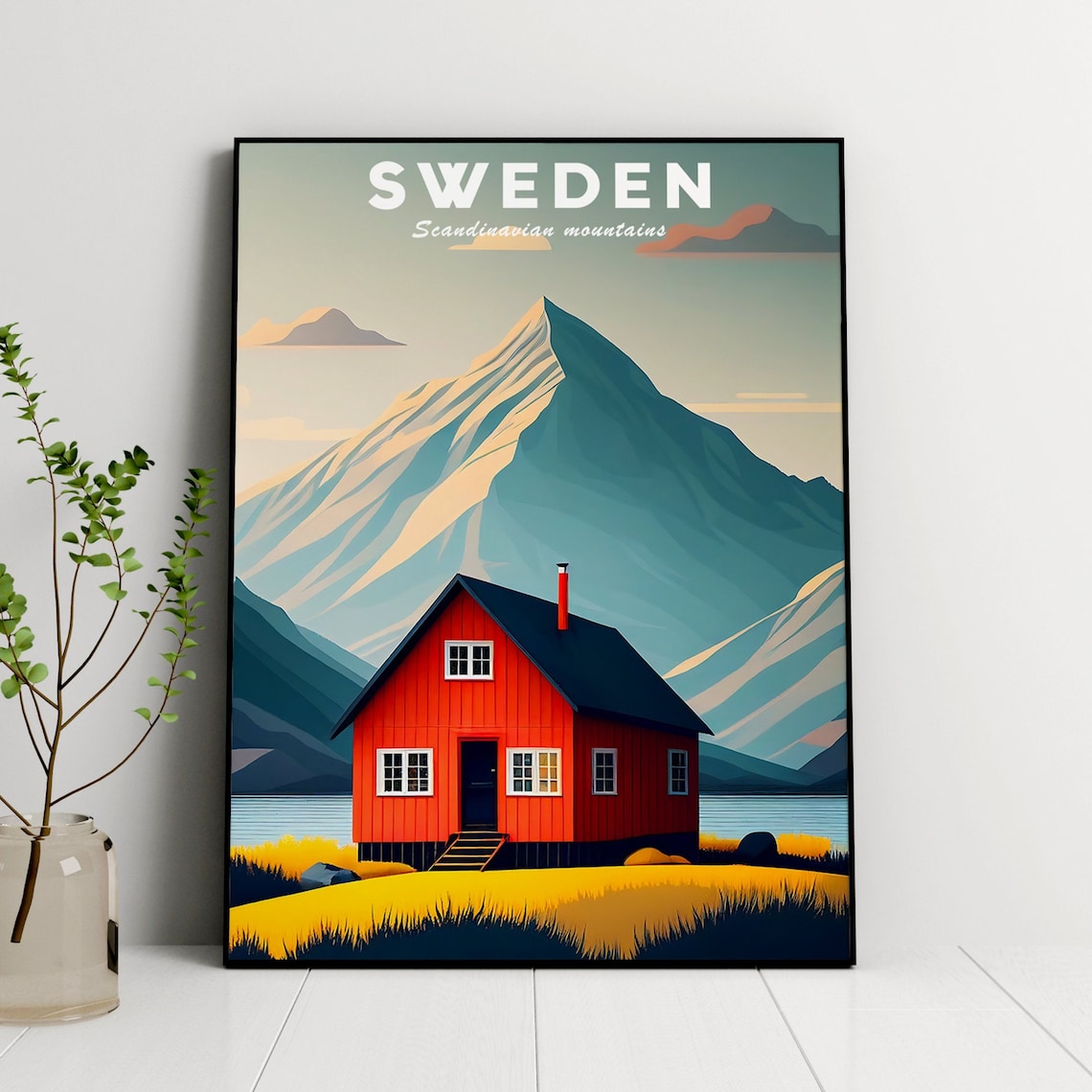 Sweden Illustration Art Print, Stockholm Mountains