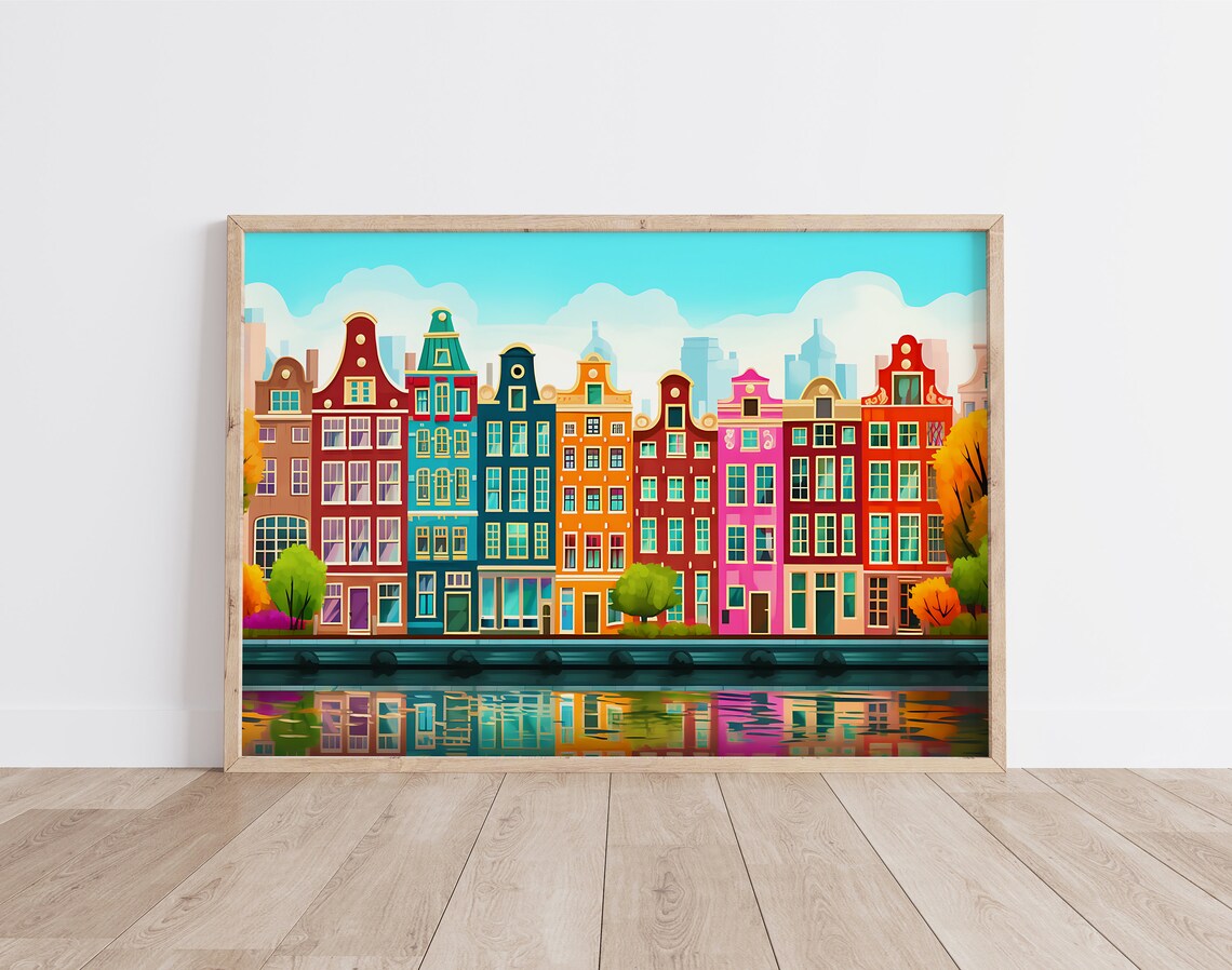 Amsterdam The Netherlands Modern Travel Art Poster