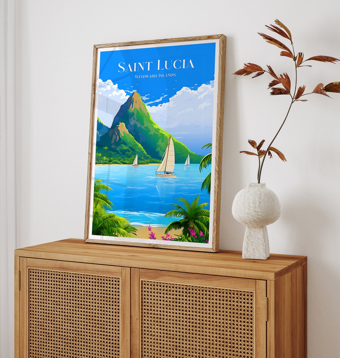 Saint Lucia Travel Poster, Windward Islands Caribbean - Image 3