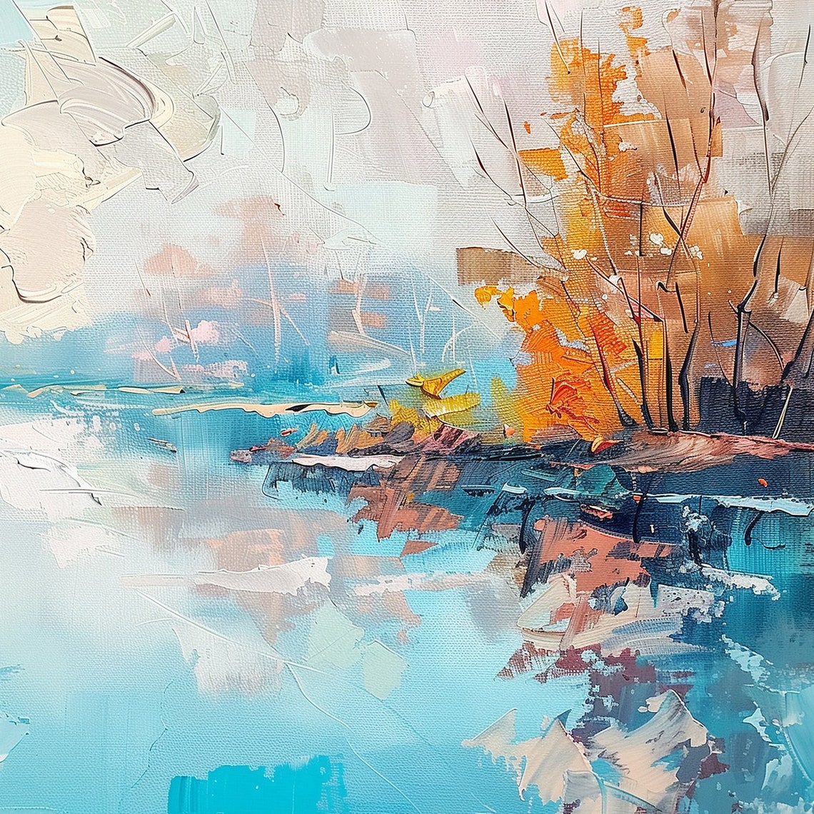 Cold Icy Lake Modern Abstract Painting Wall Art Print Frame Tv Art Tv - Image 6