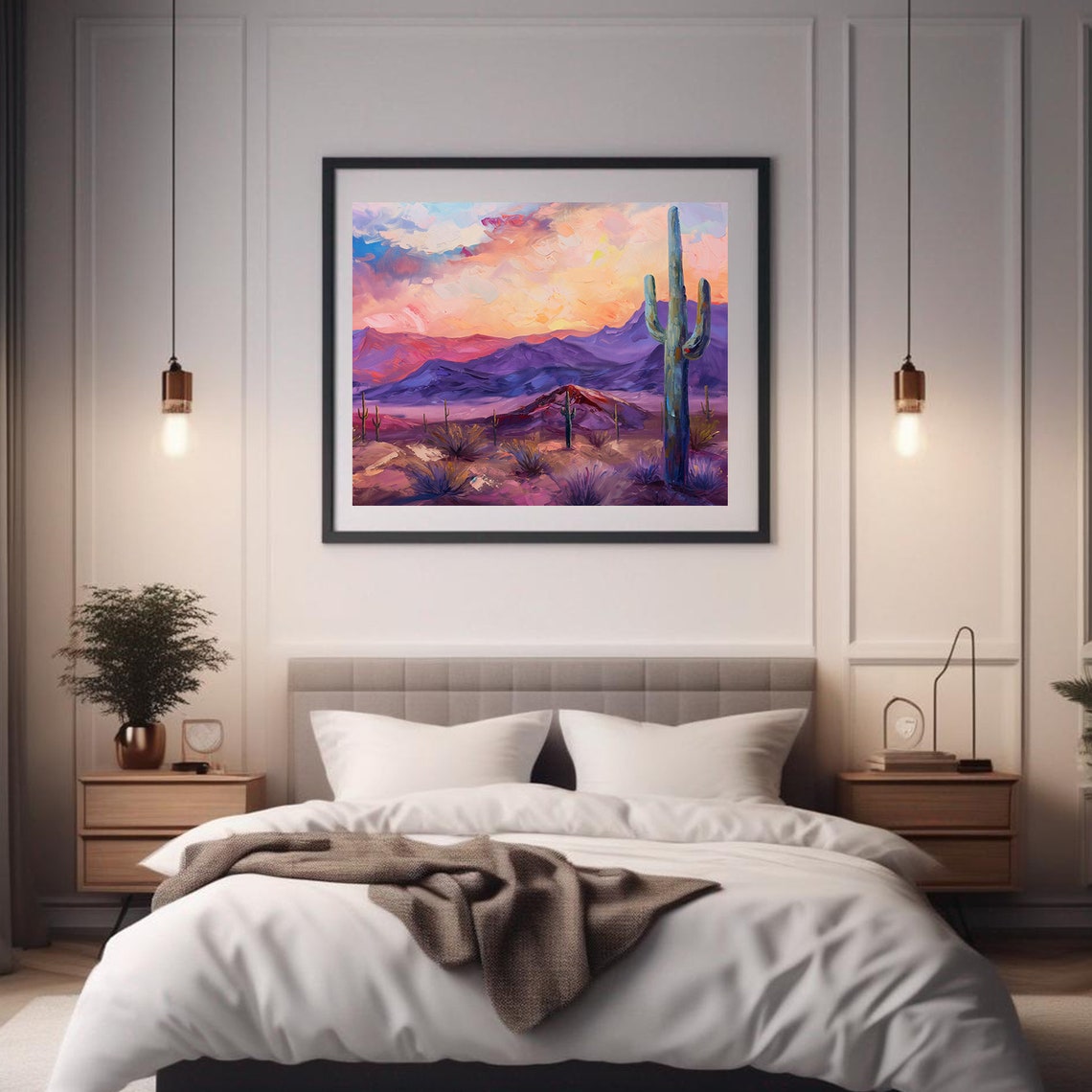 Desert Sunset Oil Painting Wall Art Print Frame Tv Art Tv - Image 2