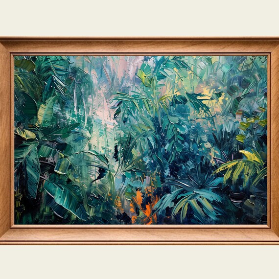Jungle Waterfall Oil Painting Wall Art Print Frame Tv Art Tv