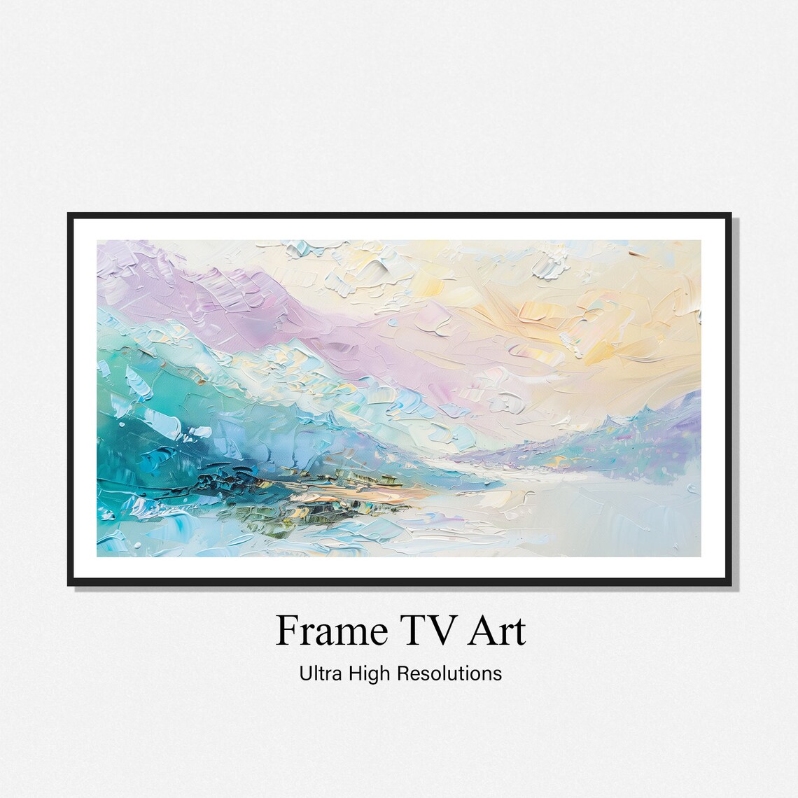 Pastel Mountain Lake Painting Lavender Teal Vista Dreamy Art Poster - Image 2