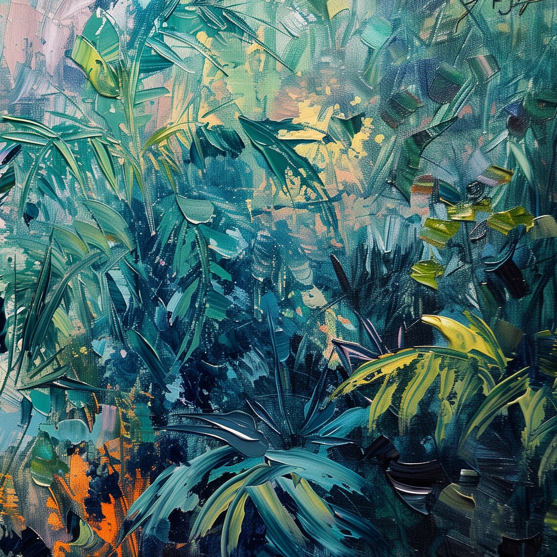 Jungle Waterfall Oil Painting Wall Art Print Frame Tv Art Tv - Image 6
