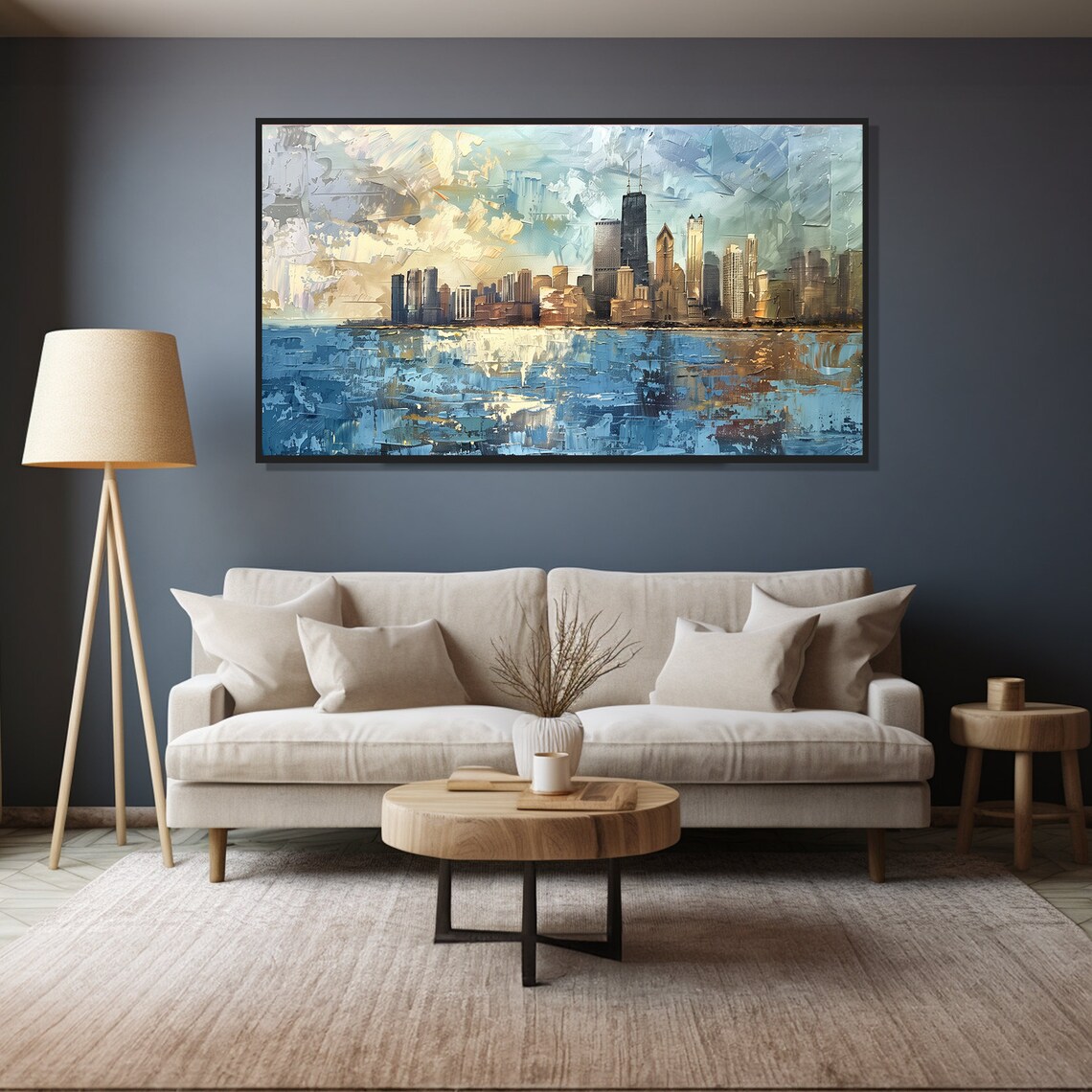 Chicago Skyline Day Willis Tower Lake Michigan Painting Travel Poster - Image 4