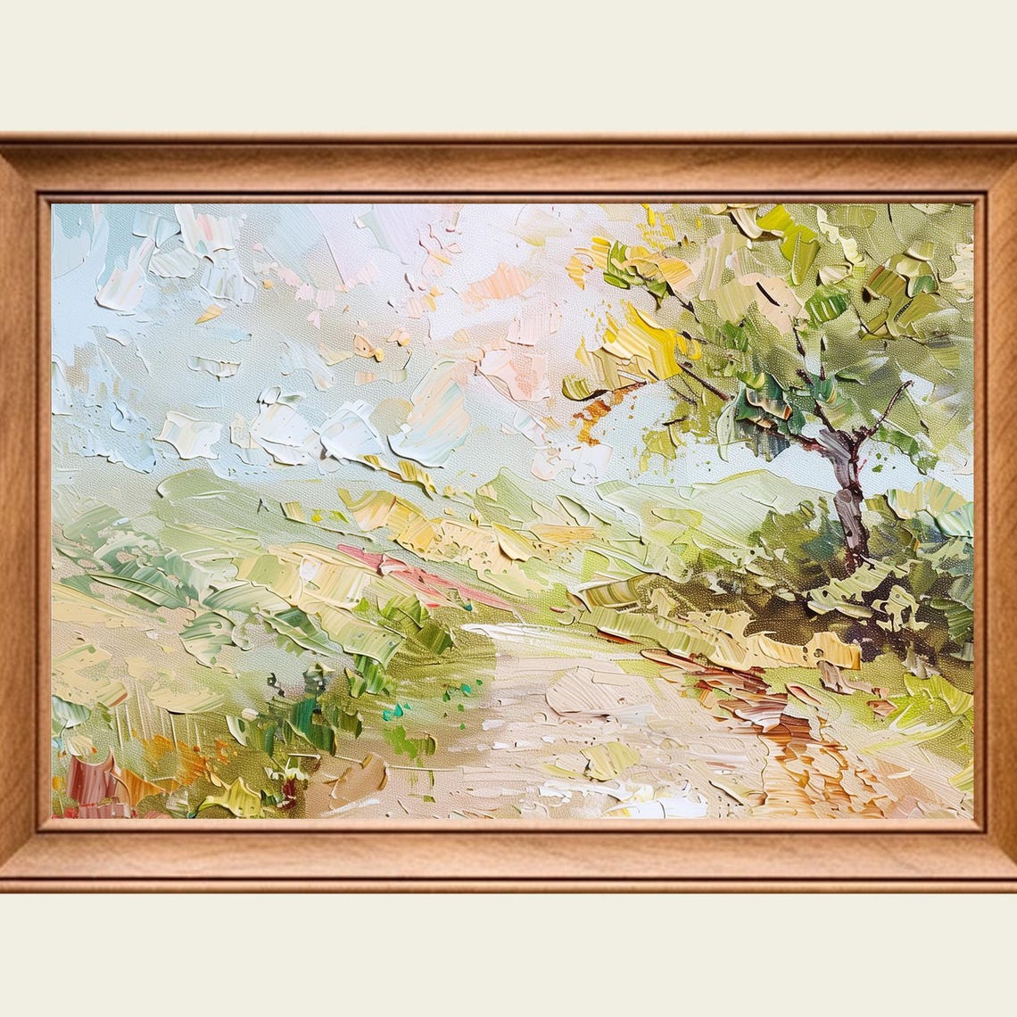 Green Prairie Path Country Meadow Impressionist Landscape Poster