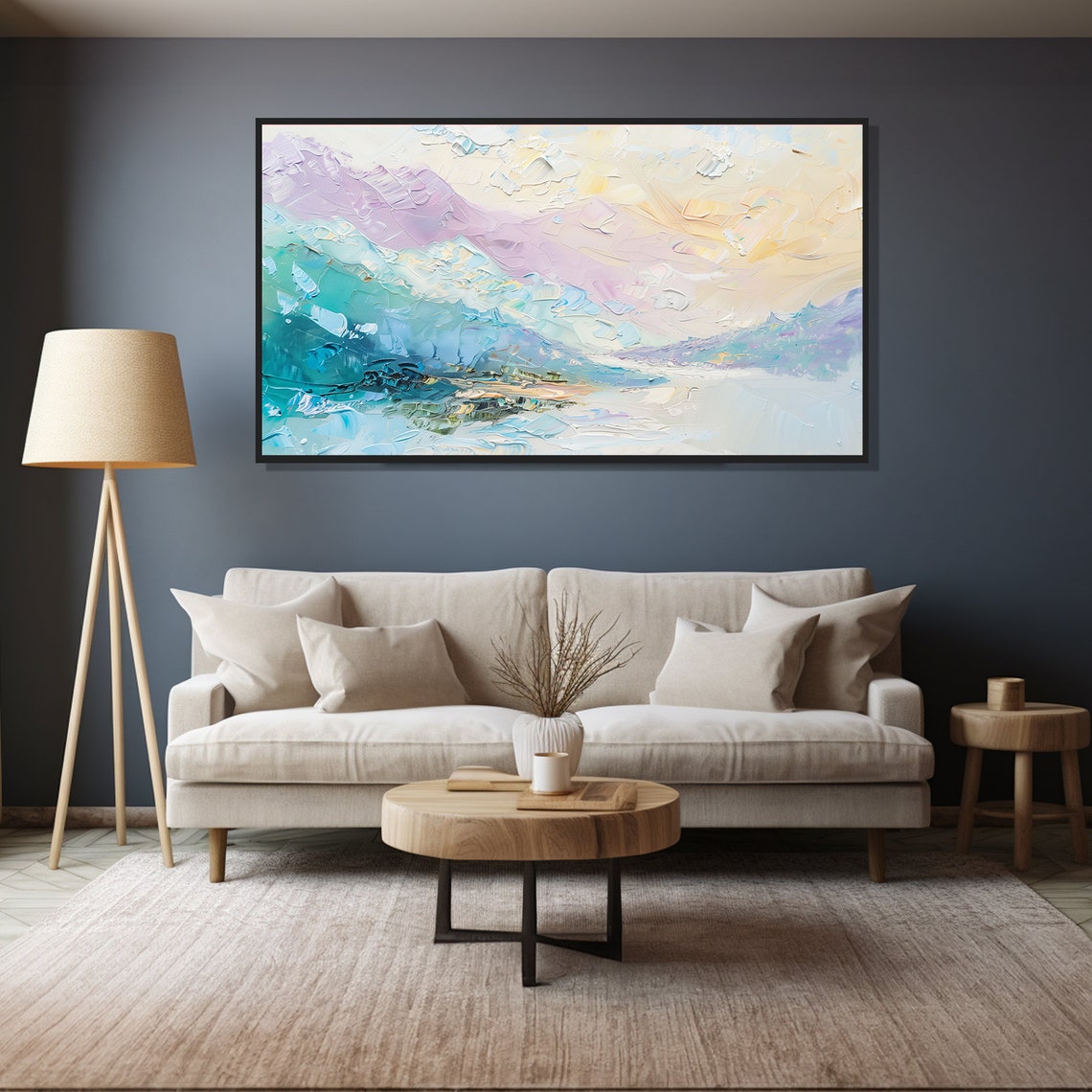 Mountain Lake Vista Modern Abstract Painting Wall Art Print Frame Tv Art Tv - Image 6