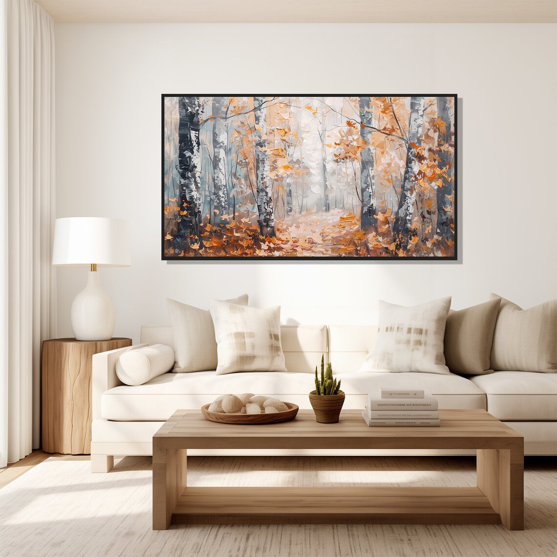 Birch Forest Oil Painting Wall Art Print Frame Tv Art Tv - Image 5