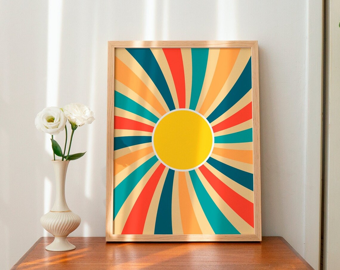 Retro Sunburst Groovy Poster, Vintage Decor - Image 2