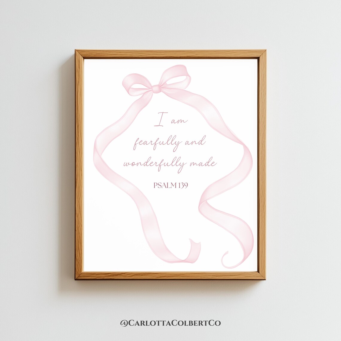 Pink Bow Bible Verse Art, Girl Nursery Decor
