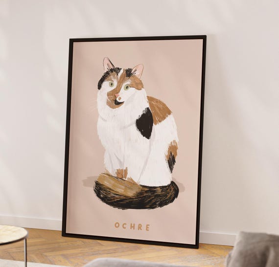 Custom Cat Portrait Badly Drawn Pet Personalized Picture Funny From Photo Lover Gift