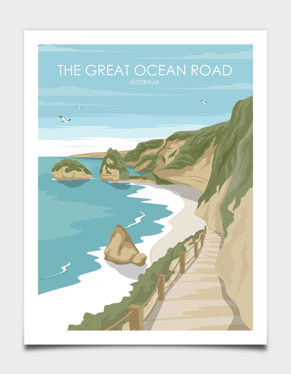 Great Ocean Road Australia Travel Poster, Coastal Decor - Image 3