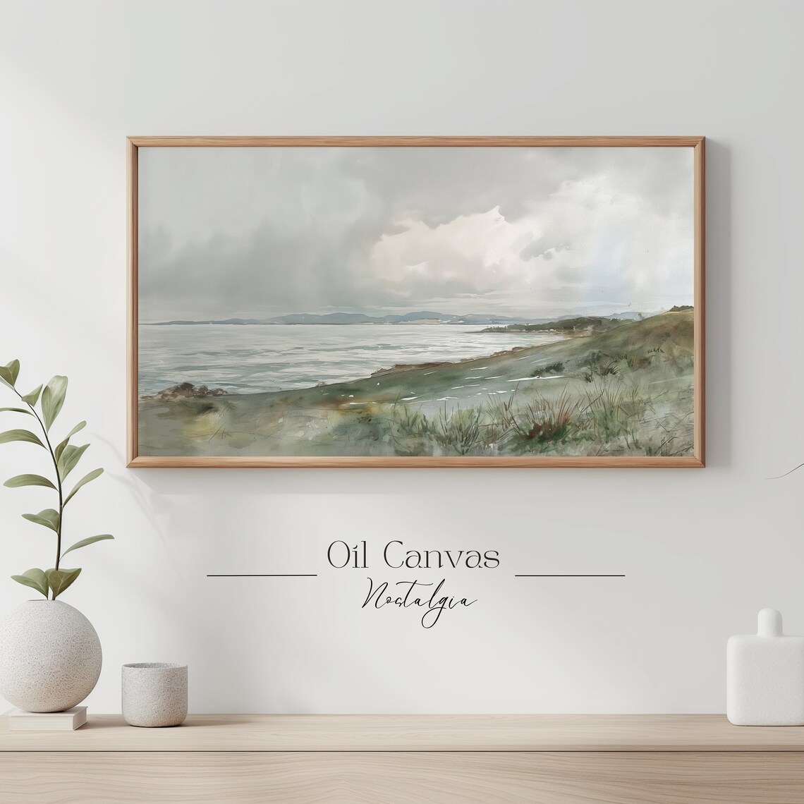 Frame Tv Art Vintage Beach Watercolour Painting Summer Sea Art Ocean Frame Tv Art Blue Nautical Seascape - Image 3