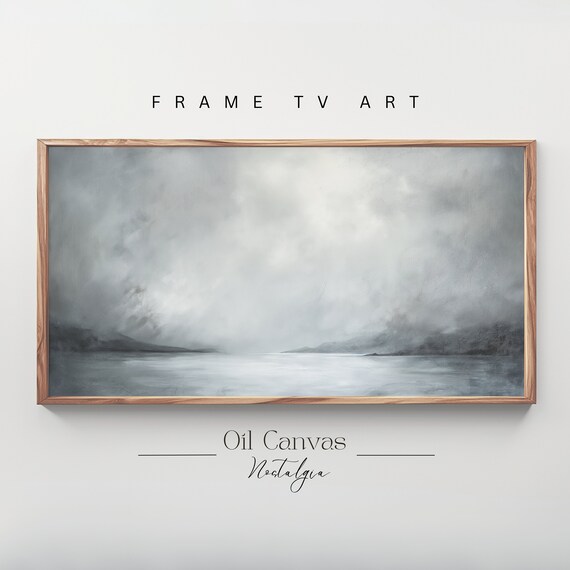 Frame Tv Art Abstract Beach Oil Painting Summer Sea Ocean Landscape Blue Nautical Seascape