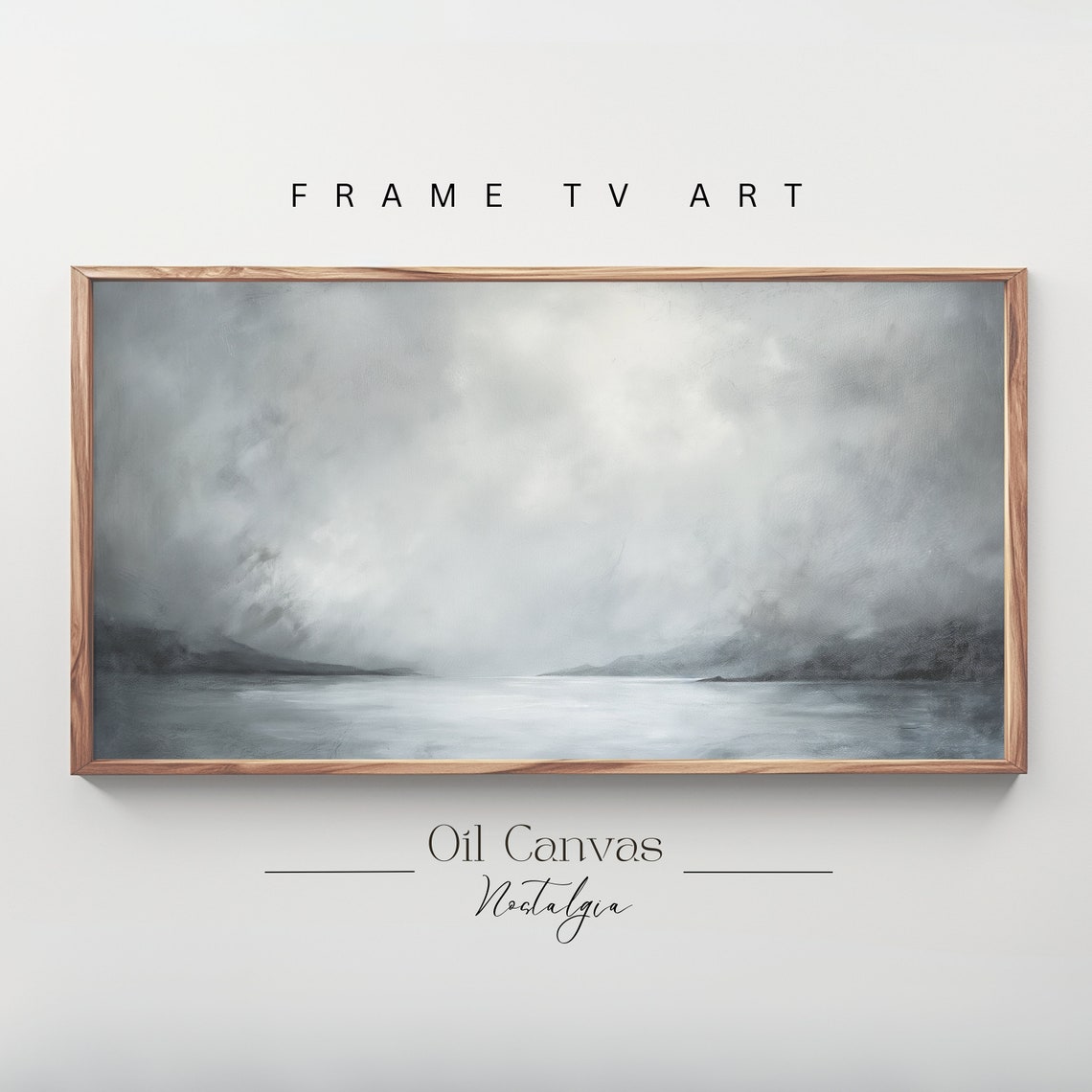 Gray Abstract Misty Ocean Foggy Minimalist Seascape Wall Art