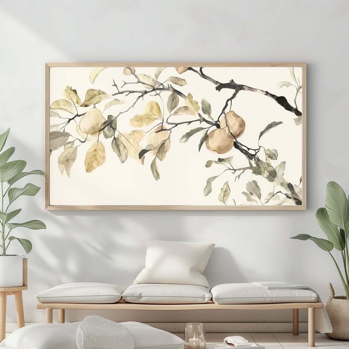 Rustic Neutral Pear Tree Sketch Frame Tv Art Vintage Farmhouse Kitchen Art Decor Instant - Image 2