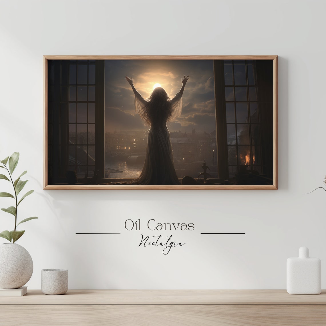 Witch Silhouette Full Moon Town Vintage Spooky Halloween Wall Poster - Image 3