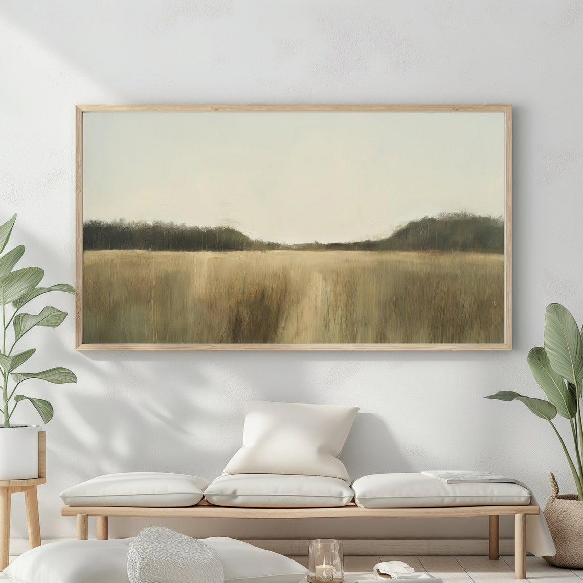 Frame Tv Art Moody Abstract Oil Painting Minimalist Earth Tone Decor Rustic Wall Art - Image 2