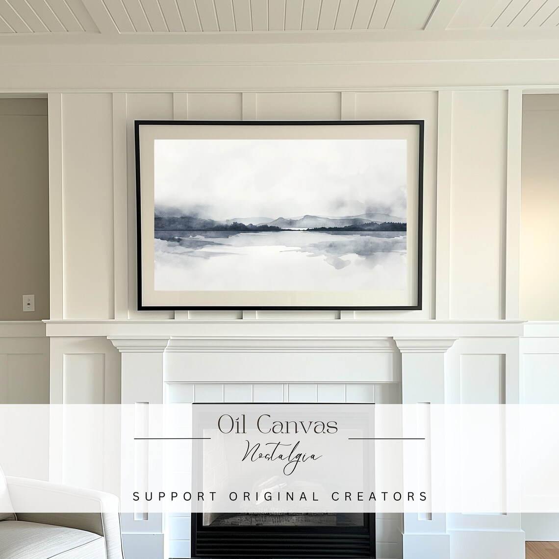 Frame Tv Art Vintage Beach Watercolour Painting Summer Sea Art Ocean Frame Tv Art Blue Nautical Seascape - Image 2